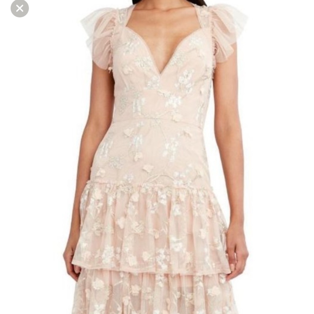 BCBG Willow Embroidered gown blush- prom or bridesmaid